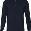 Wood Henley Lounge Shirt - Black -Men Underwear Store 11777 65071.1652561635