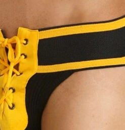 Jack Adams - Footballer Lace-Up Jockstrap - Black/Yellow -Men Underwear Store 21973 D 34254.1683764110