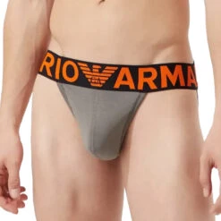 Giorgio Armani Emporio Armani - Mega Logo Jockstrap - Pewter -Men Underwear Store 63222 F2 33253.1669947205