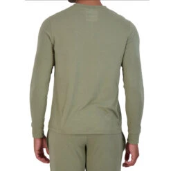 Wood - Long Sleeve Henley Lounge Shirt - Olive -Men Underwear Store 66454 LSB 46067.1666133429