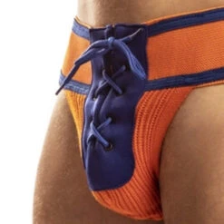Jack Adams - Footballer Lace-Up Jockstrap - Orange/Royal -Men Underwear Store 66869 D2 78067.1683763870