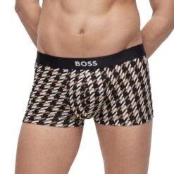 Hugo Boss - Refined Stretch Trunk - Houndstooth -Men Underwear Store 67386 F 38819.1686170736