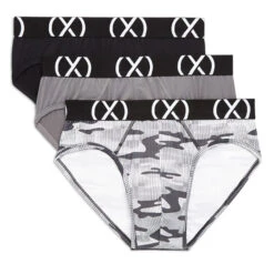 2(x)ist - (X) Sport Low Rise Brief 3-Pack - Black/Lead/Camo Gray