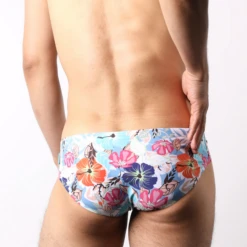 Timoteo - Lakeshore Low Rise Swim Brief - Floral Blue -Men Underwear Store 68373 B 66934.1684354452