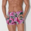 Code 22 - Vivid Micro Shorts - Pink Floral -Men Underwear Store 68530 F 44796.1684198612