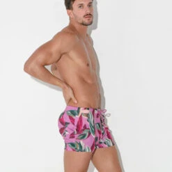 Code 22 - Vivid Micro Shorts - Pink Floral -Men Underwear Store 68530 LS 74212.1684198606