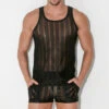 Code 22 - Mesh Pinstripe Tank Top - Black -Men Underwear Store 68566 F 18570.1684209776