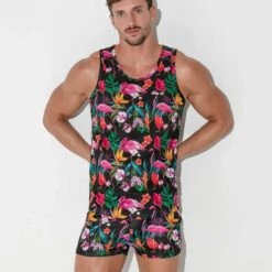 Code 22 - Vivid Print Tank Top - Flamingos -Men Underwear Store 68575 D 51295.1684206888