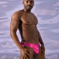 Chris Turk - Metallic Swim Brief - Pink -Men Underwear Store 68897 LS 65033.1685041201