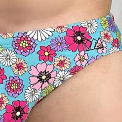 Chris Turk - Groovy Floral Swim Brief - Blue -Men Underwear Store 68909 D 39134.1685042804