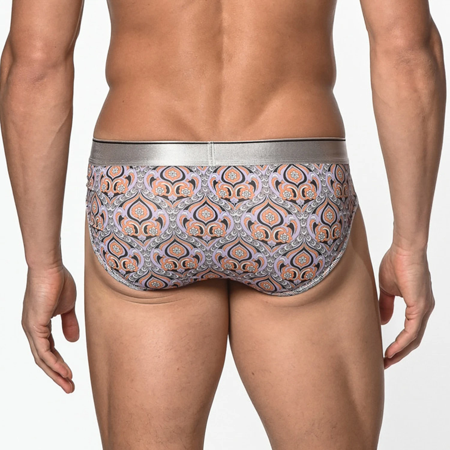 St33le - Microfiber Print Low Rise Brief - Navy/Amber Baroque 4 St33le - Microfiber Print Low Rise Brief - Navy/Amber Baroque - Image 2