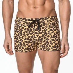 Men Underwear Store 5 St33le - Coast Swim Trunk - Honey/Brown/Leopard