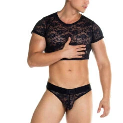 GIGO - Redemotion Lace Crop Top - Black -Men Underwear Store 70182 F 22302.1682638511